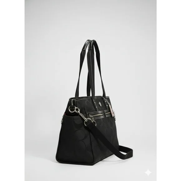 Coach Black Signature Canvas Tote Bag One Size - Picture 11 of 16